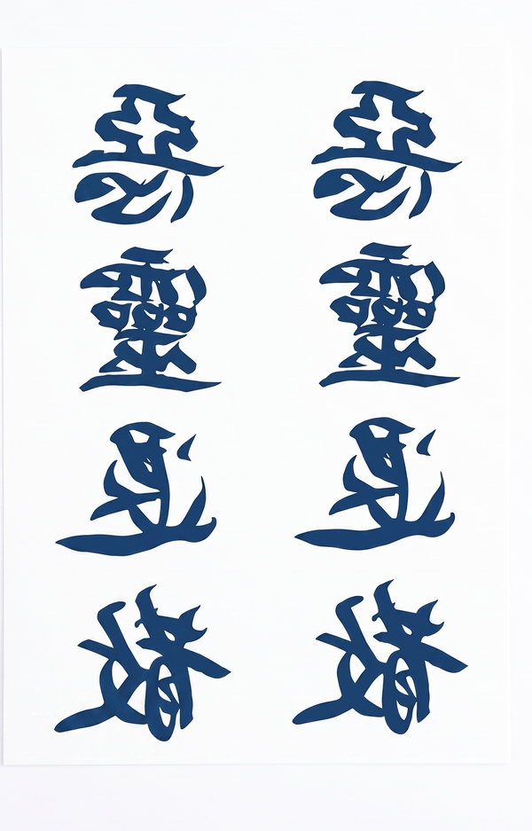 Blue Kanji Calligraphy Tattoo