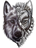 Wolf Half Mandala Blue Eyes