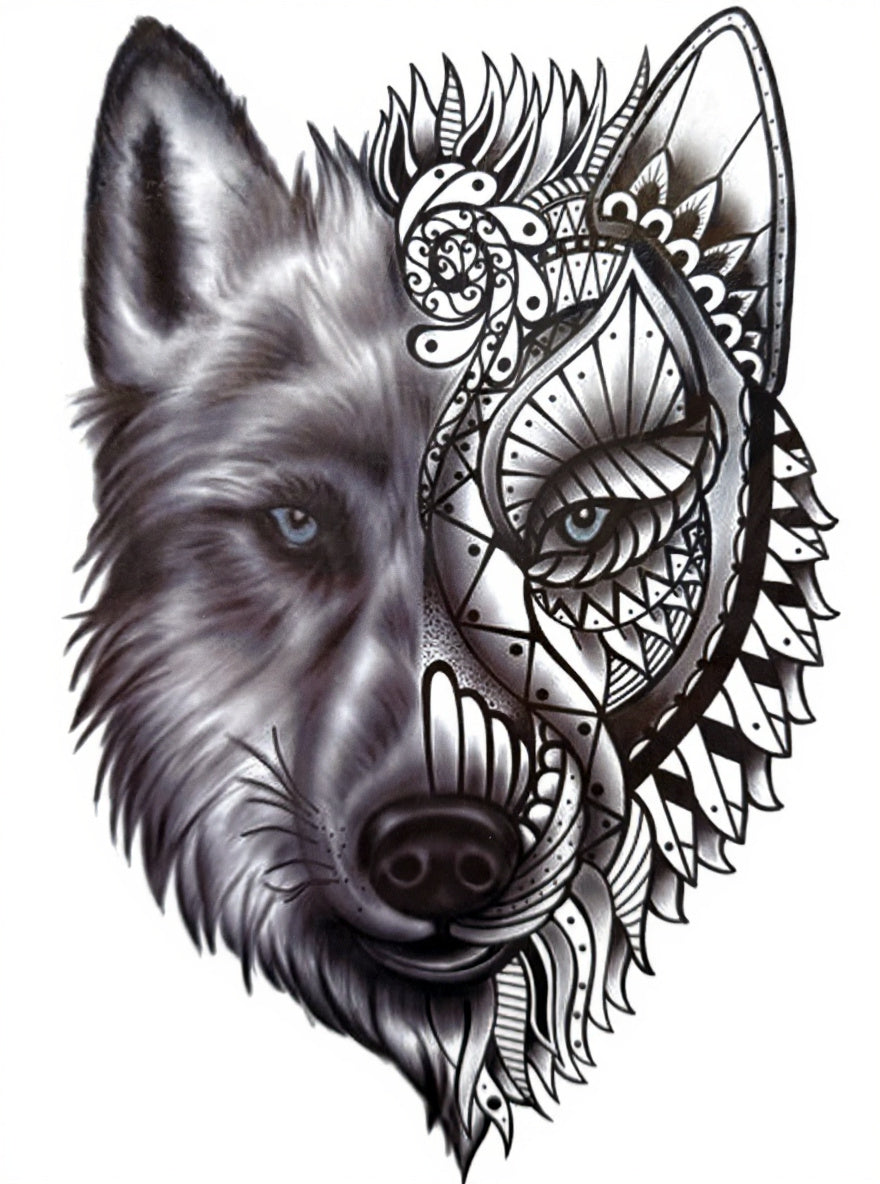 Wolf Half Mandala Blue Eyes