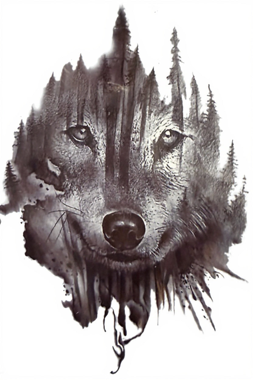 Wolf Pine Forest Ink Drip