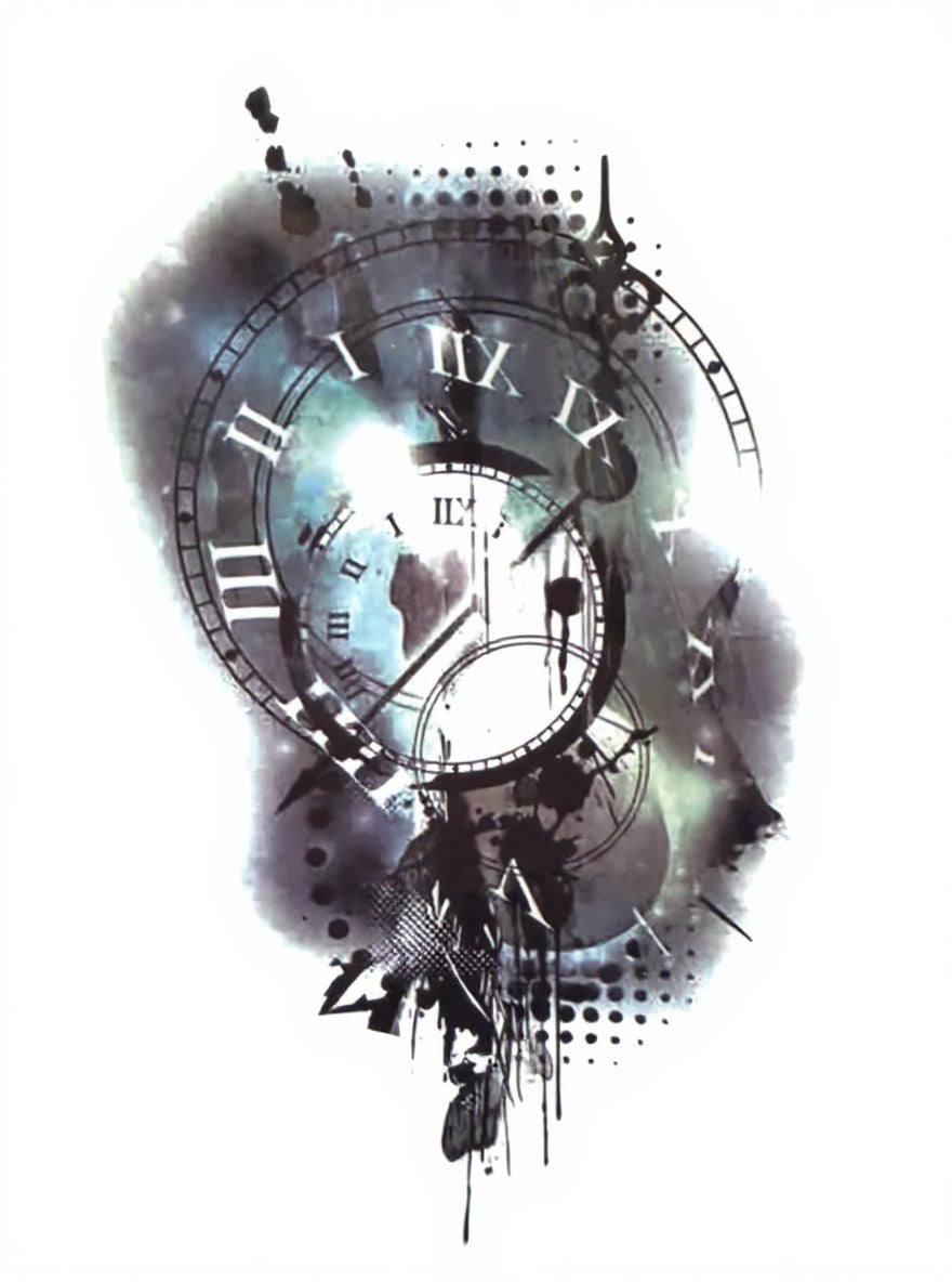 Watercolor Clock Tattoo