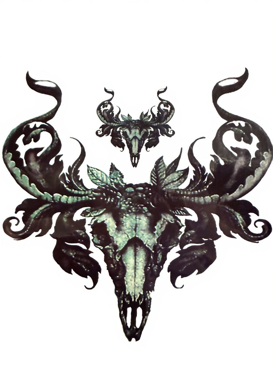 Ornate Bull Skull Dark Art Tattoo