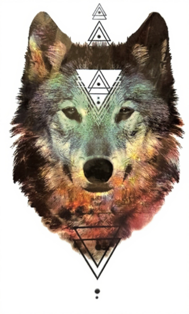 Cosmic Wolf Geometric Tattoo