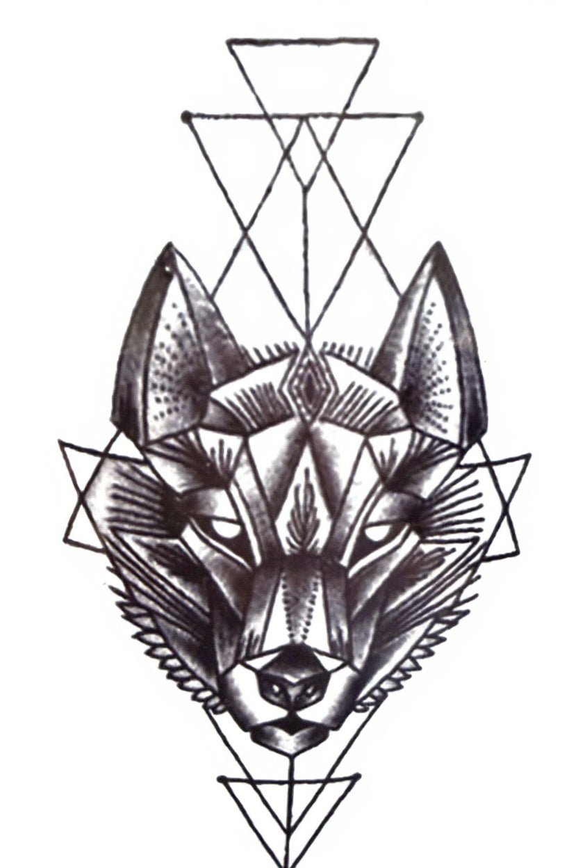 Geometric Wolf Head Tattoo