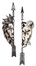 Lion & Lioness Arrow Tattoo