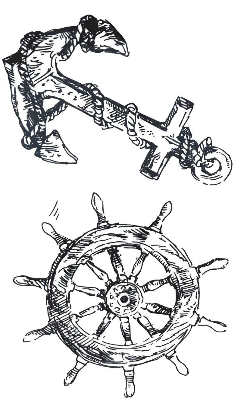 Anchor and Ship Wheel Nautical