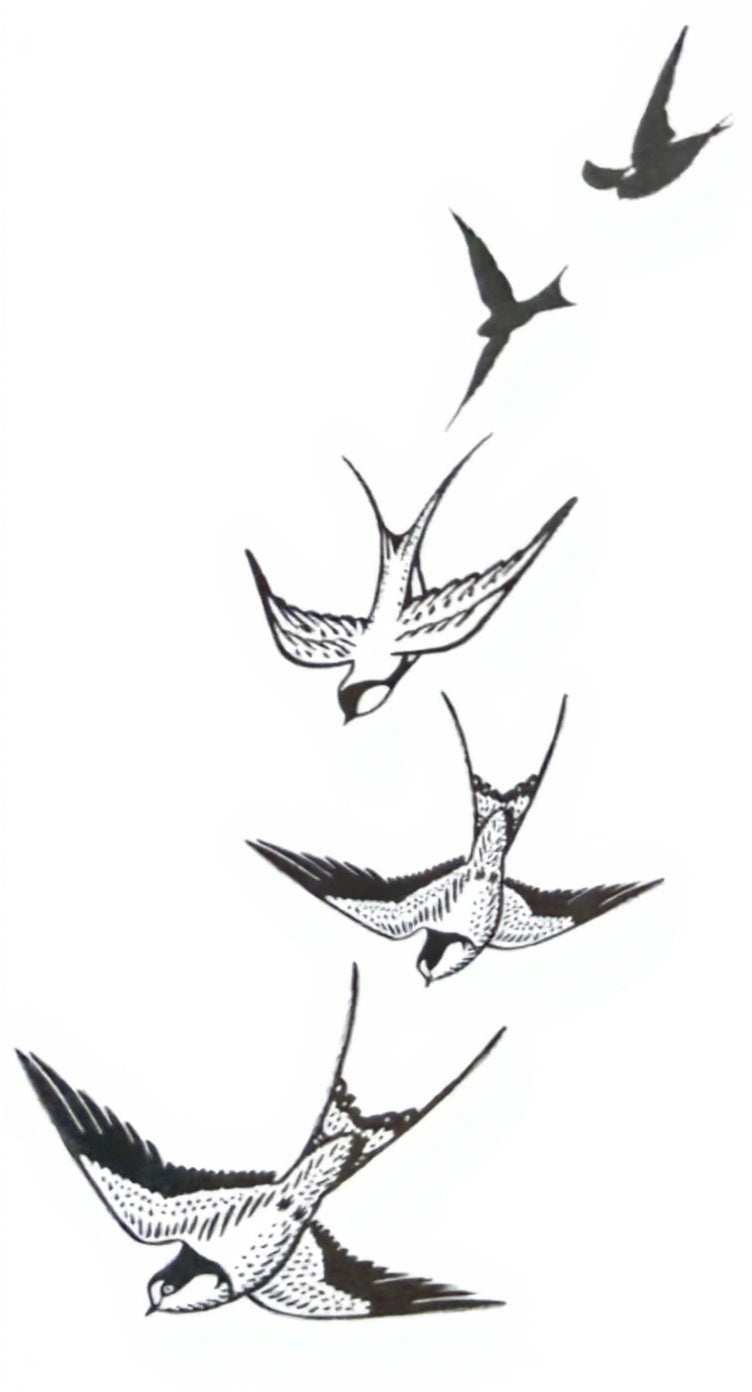 Flying Swallows Flock