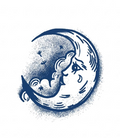 Crescent Moon Face Tattoo