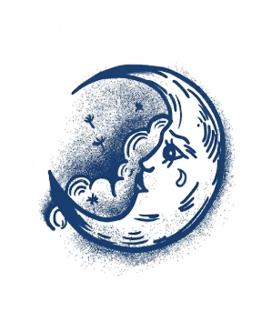 Crescent Moon Face Tattoo