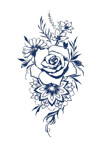 Rose & Wildflower Bouquet Tattoo
