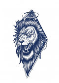 Roaring Lion Geometric Diamond Tattoo
