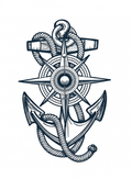 Anchor & Compass Rose Tattoo