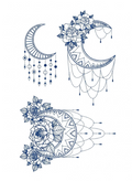 Boho Floral Moon Trio Tattoo
