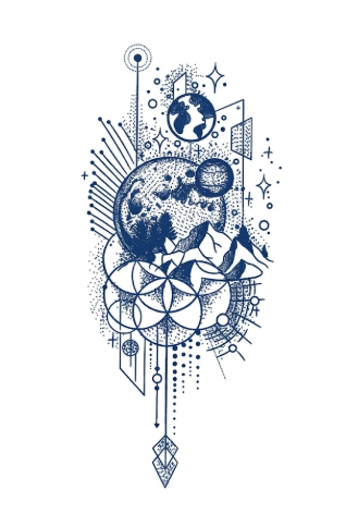 Cosmic Earth Sacred Geometry Tattoo