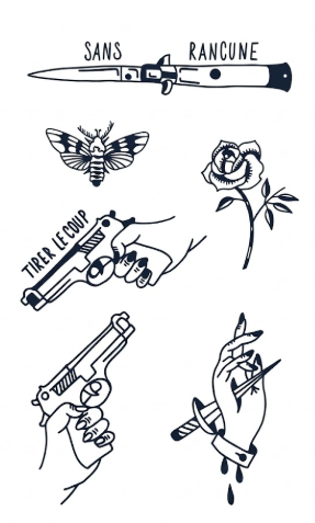 Sans Rancune Dark Art Tattoo Set