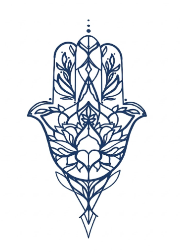 Hamsa Hand Floral Tattoo