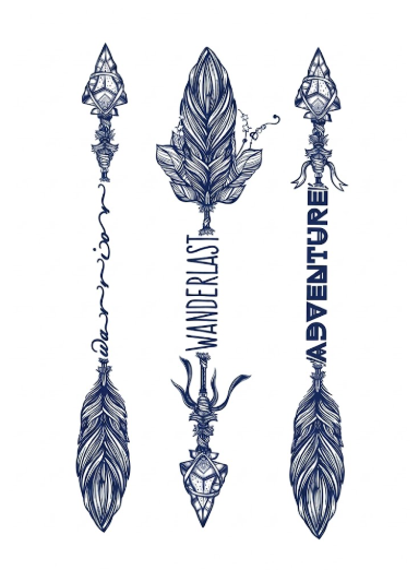 Boho Arrow Wanderlust Tattoo Set