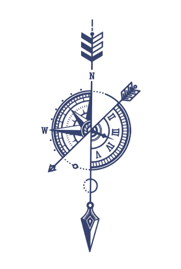 Compass Clock Arrow Tattoo