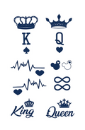 King & Queen Couples Tattoo Set
