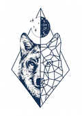 Split Wolf Dotwork & Geometric Tattoo