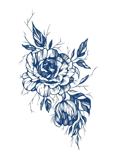 Dark Rose Botanical Tattoo