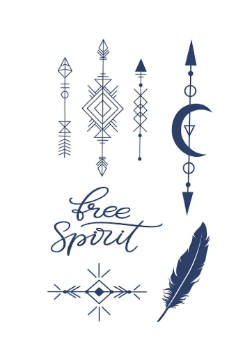 Free Spirit Boho Tribal Tattoo Set