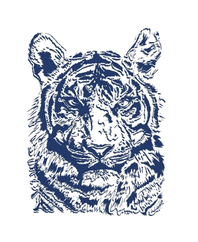 Blue Tiger Portrait Tattoo