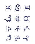 Zodiac Calligraphy Symbols Tattoo Set