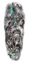 Egyptian Lion Full Sleeve Tattoo