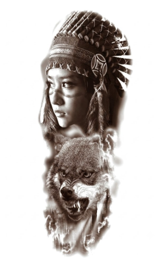 Native Chief Wolf Sleeve